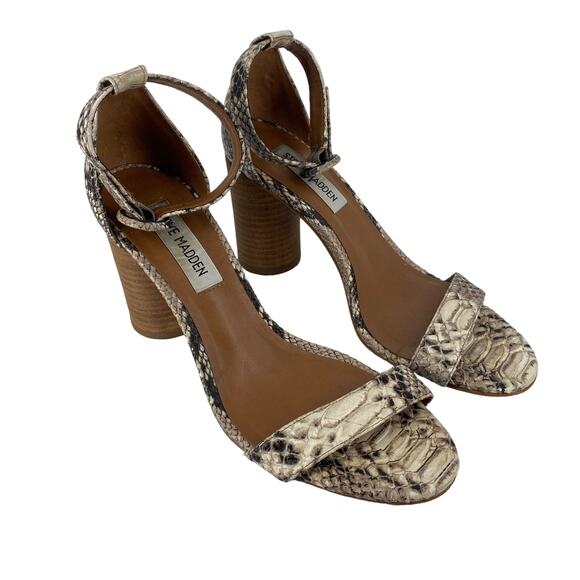 Women's STEVE MADDEN Size 6 Sara Faux Snakeskin Ankle Strap High Heel Sandals - Picture 3 of 13